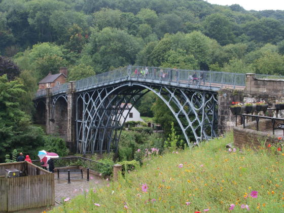 An iron bridge over a river valley